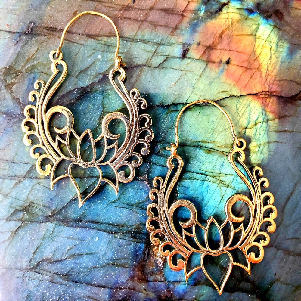 Boho Tribal Lotus Earrings